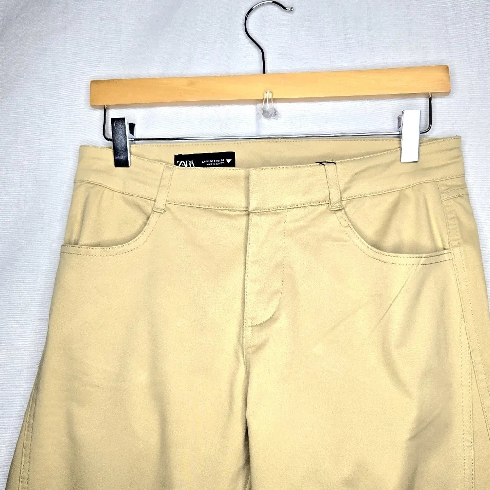 Zara Pants, Khaki, Leg pocket, Size Small/tall.